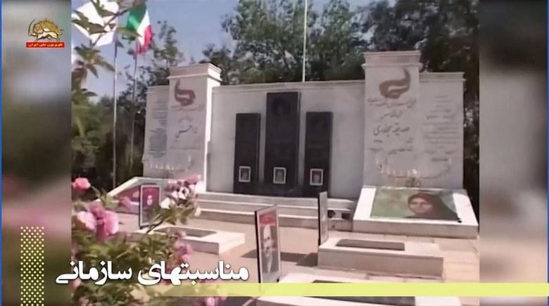 نماد مشعل های پرفروغ آزادی صدیقه و ندا در مزار مروارید اشغال شده در اشرف