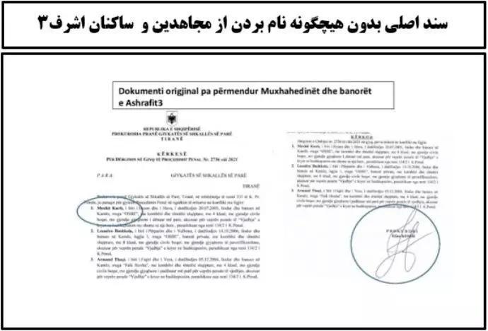  بیانیه کمیته حقوقدانان برای دفاع از سازمان مجاهدین خلق ایران در آلبانی، جعل نفرت‌انگیز سند دادستانی تیرانا علیه مجاهدین خلق ایران پناهنده در آلبانی 